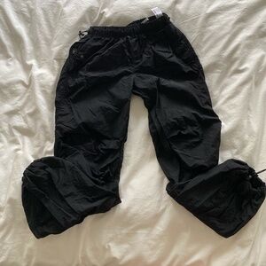 bershka black parachute pants